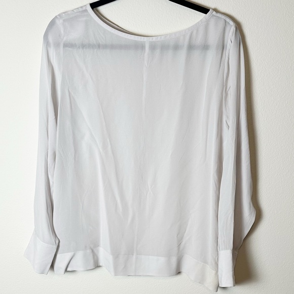 New Without Tags Everlane The Clean Silk Boatneck Blouse Top Grey White 10 - Picture 5 of 12